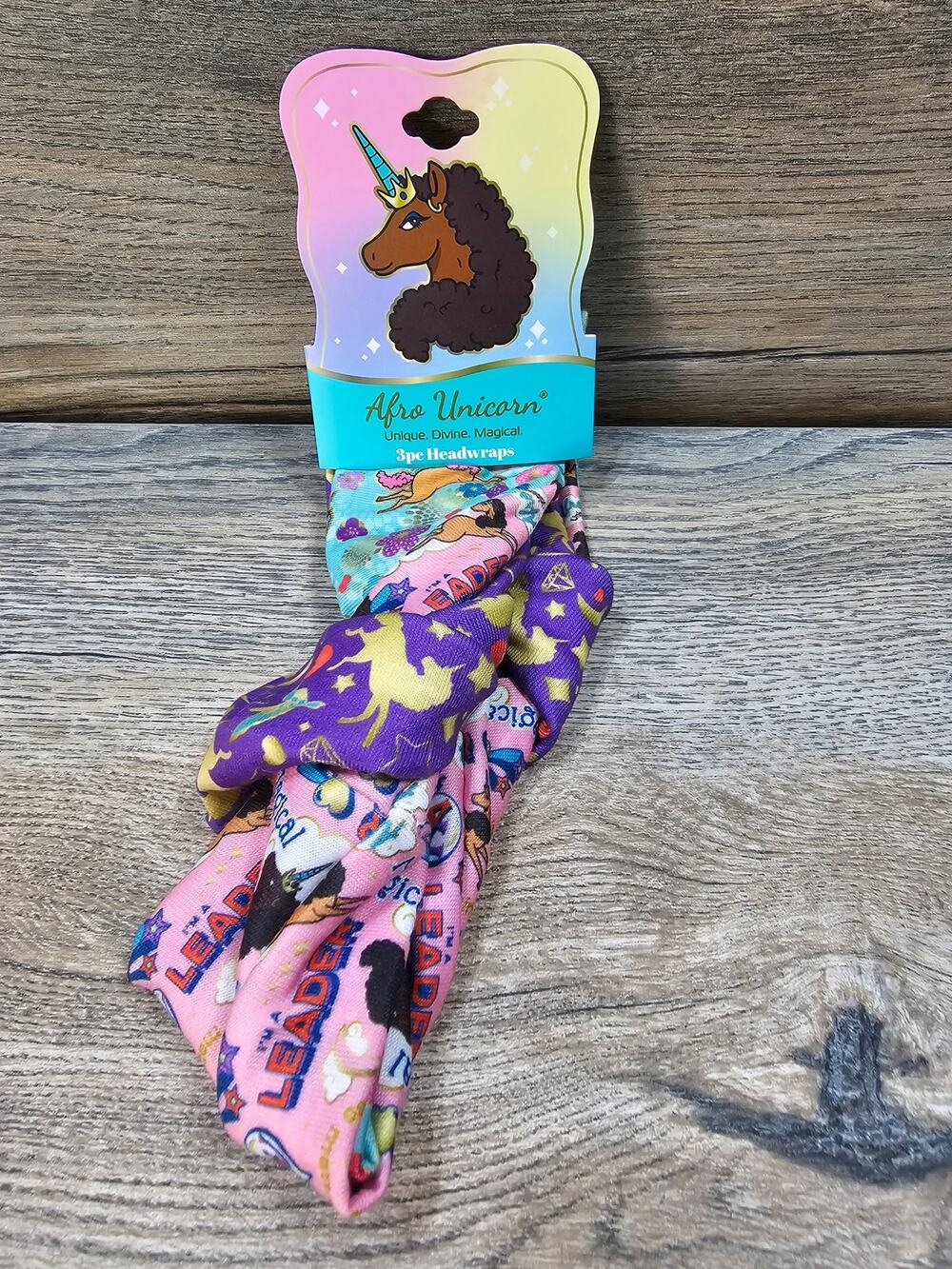 Afro Unicorn 3 piece Headwraps